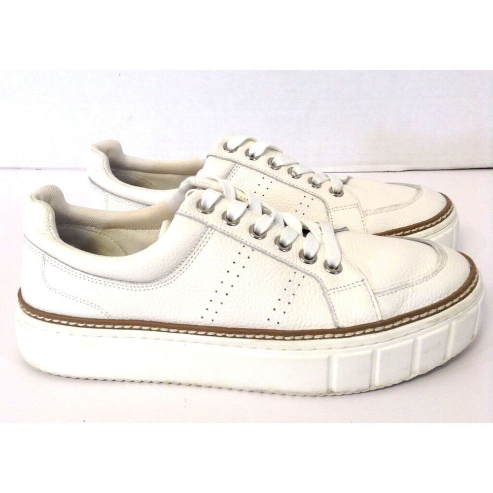 Vince Camuto Sneakers Wn 6.5 White Leather Comfort Platform Lace Up Outdoor